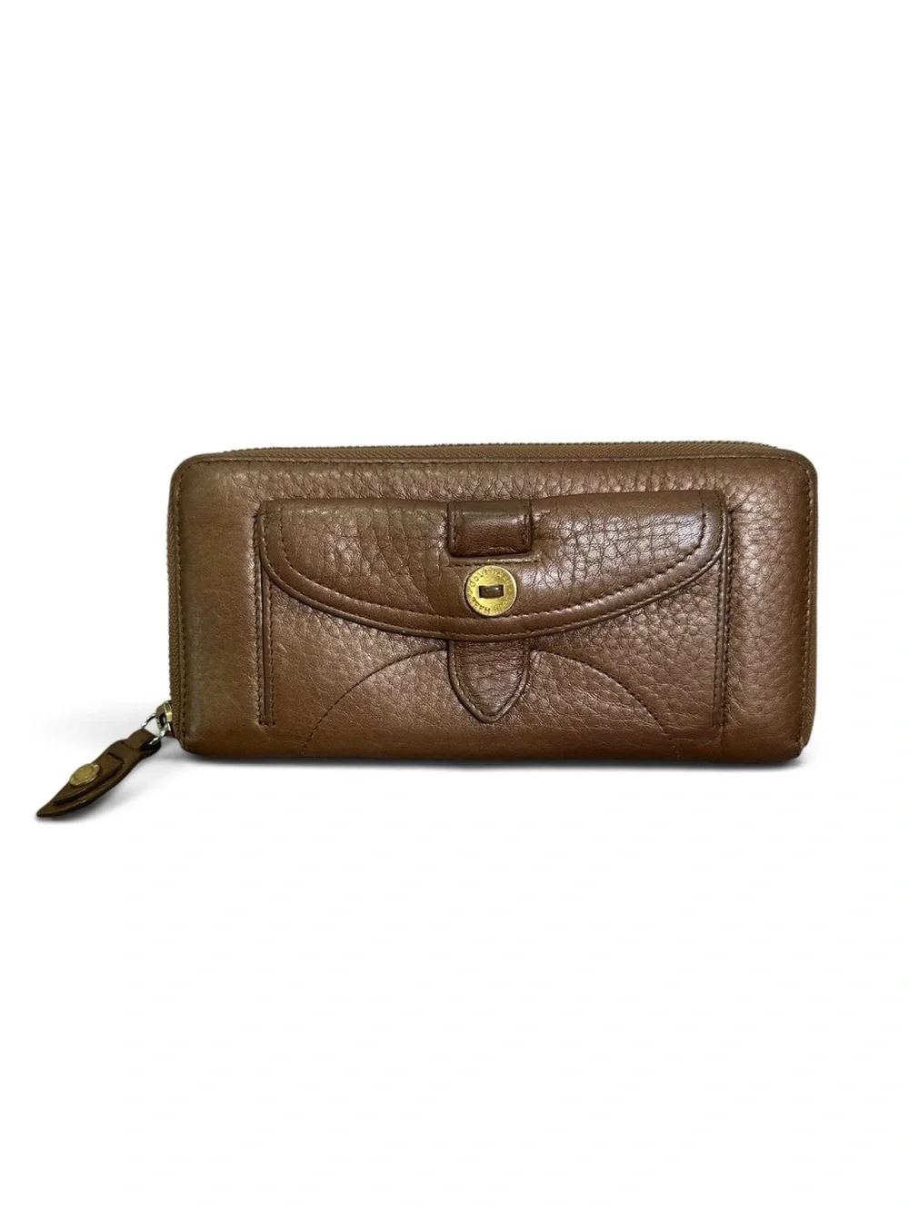Cole Haan Metallic Brown Leather Zip Around Wallet